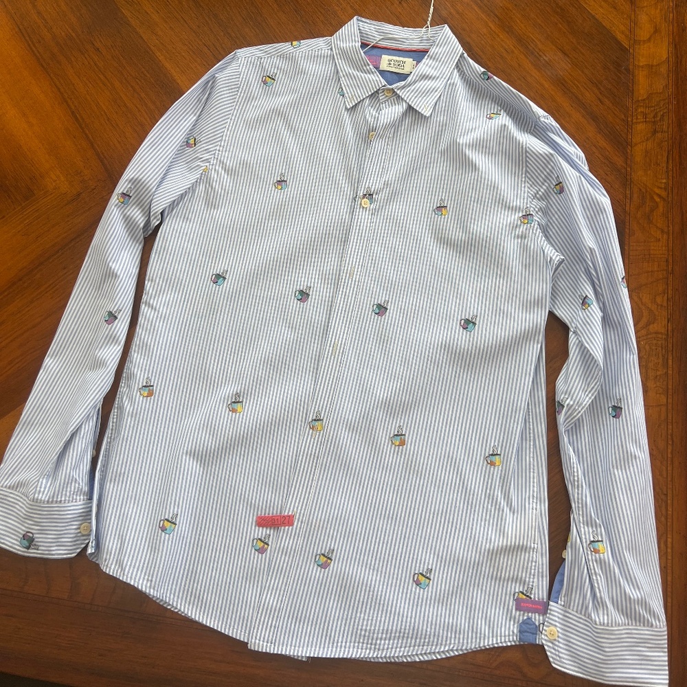 Scotch and Soda slim  medium sear sucker shirt